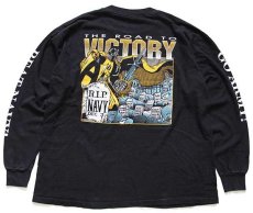 画像2: 90s USA製 ARMY NAVY 両面プリント コットン 長袖Tシャツ 黒 XL (2)