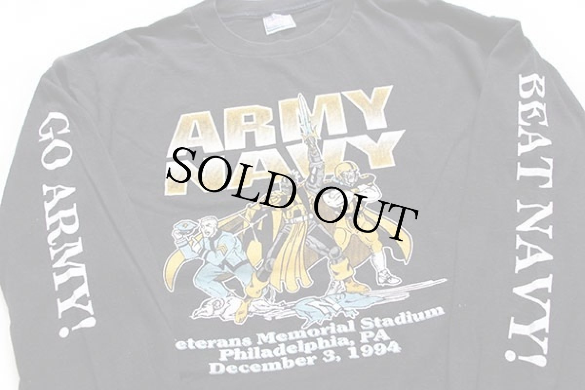画像3: 90s USA製 ARMY NAVY 両面プリント コットン 長袖Tシャツ 黒 XL (3)