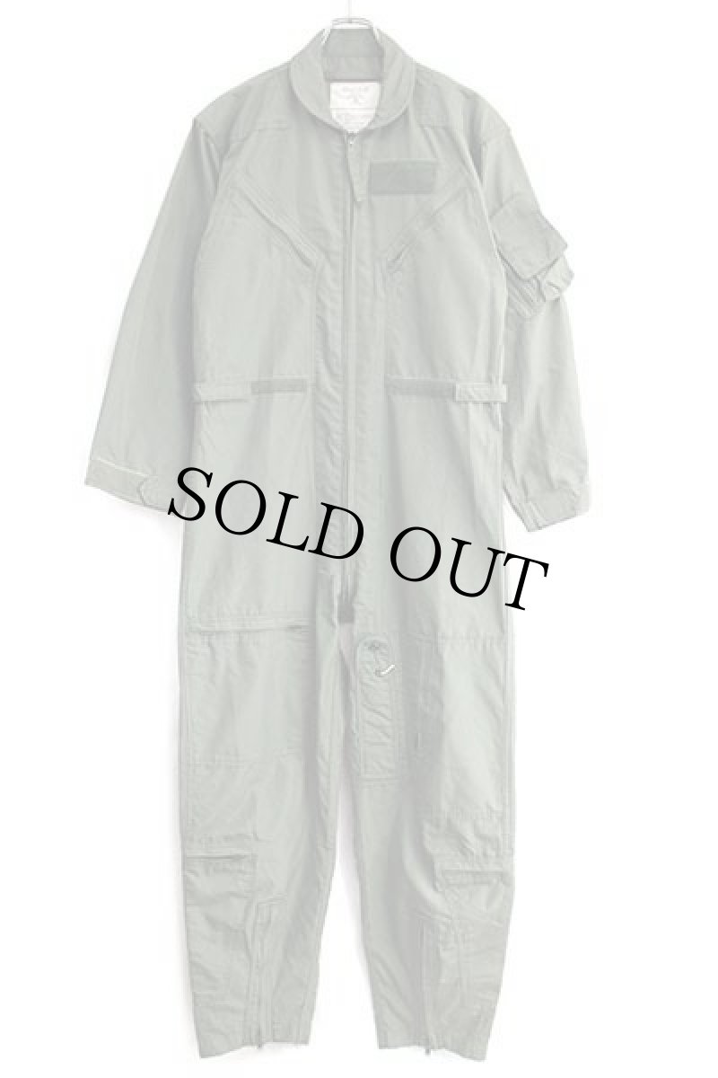 画像2: 80s 米軍 CWU-27/P カバーオール アラミド フライトスーツ セージグリーン 40R★04 つなぎ (2)