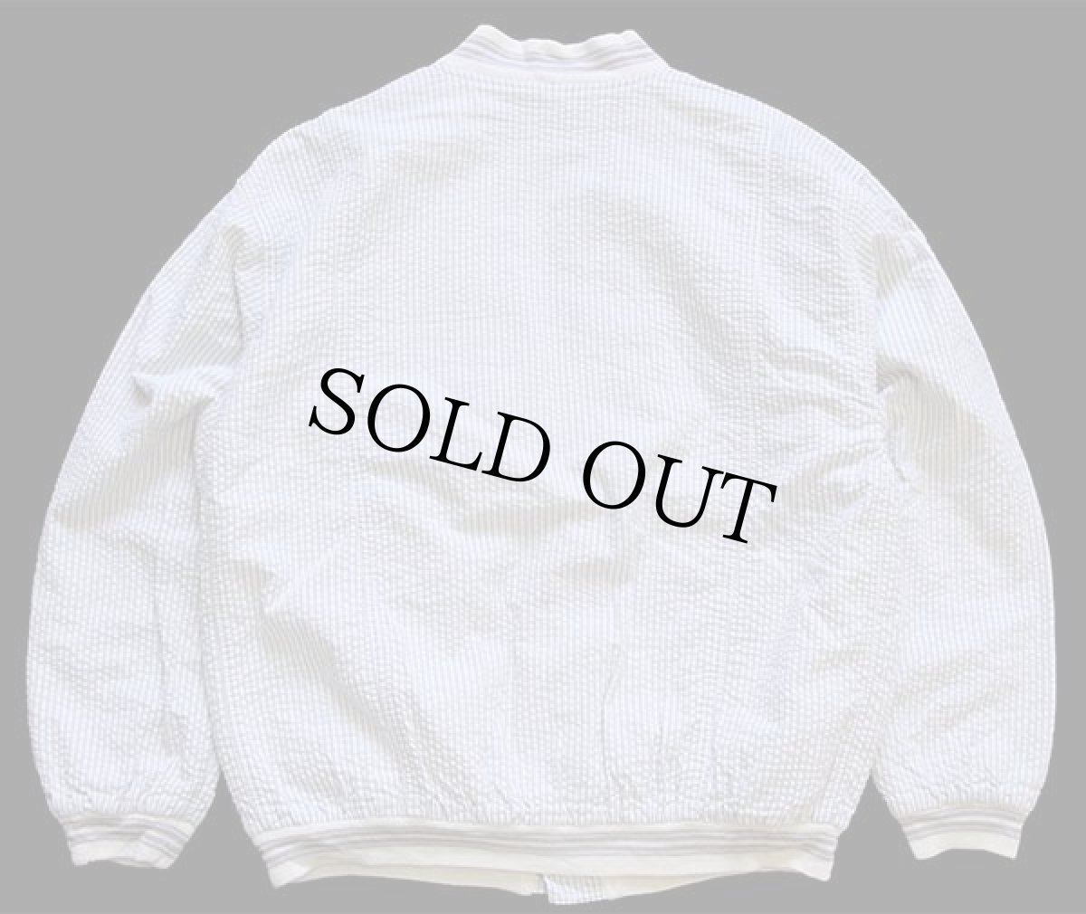 画像2: 90s FAMCOOL ストライプ コットン シアサッカー カーディガン グレー×白 48 (2)