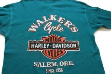 画像4: 90s USA製 HARLEY-DAVIDSON ハーレー ダビッドソン ヘンリーネック コットン アンダーシャツ エメラルドグリーン (4)