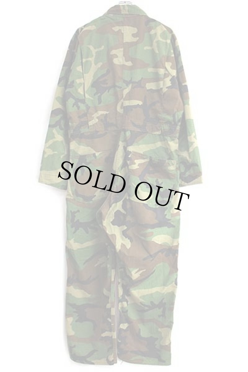 画像3: 80s UNKNOWN 月桂樹ボタン ウッドランドカモ オールインワン M★つなぎ (3)