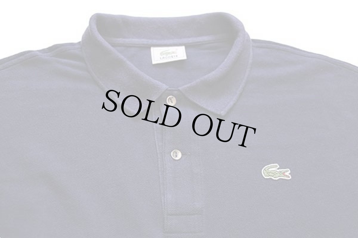 画像3: 80s LACOSTEラコステ ワンポイント コットン 鹿の子 長袖ポロシャツ カスタム 紺 7★34 (3)
