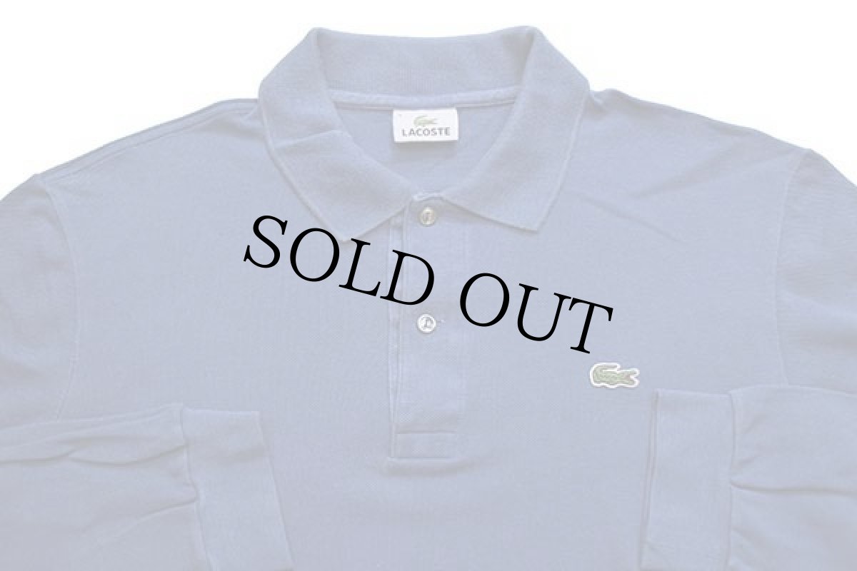 画像3: 90s LACOSTEラコステ ワンポイント コットン 鹿の子 長袖ポロシャツ 濃青 4★47 (3)