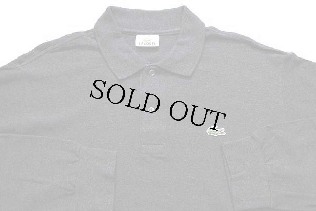 画像3: 90s LACOSTEラコステ ワンポイント コットン 鹿の子 長袖ポロシャツ チャコールグレー 6★38 (3)