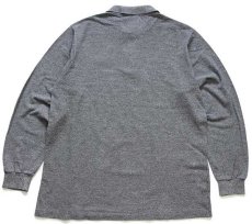 画像2: 80s LACOSTEラコステ ワンポイント コットン 鹿の子 長袖ポロシャツ ごま塩 5★31 (2)