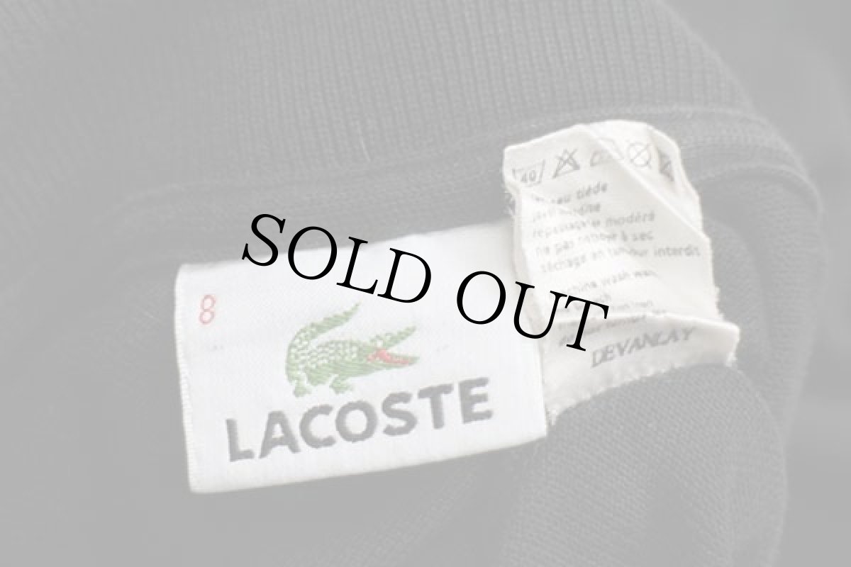 画像4: 90s LACOSTEラコステ ワンポイント コットン 鹿の子 長袖ポロシャツ 黒 8★36 特大 (4)