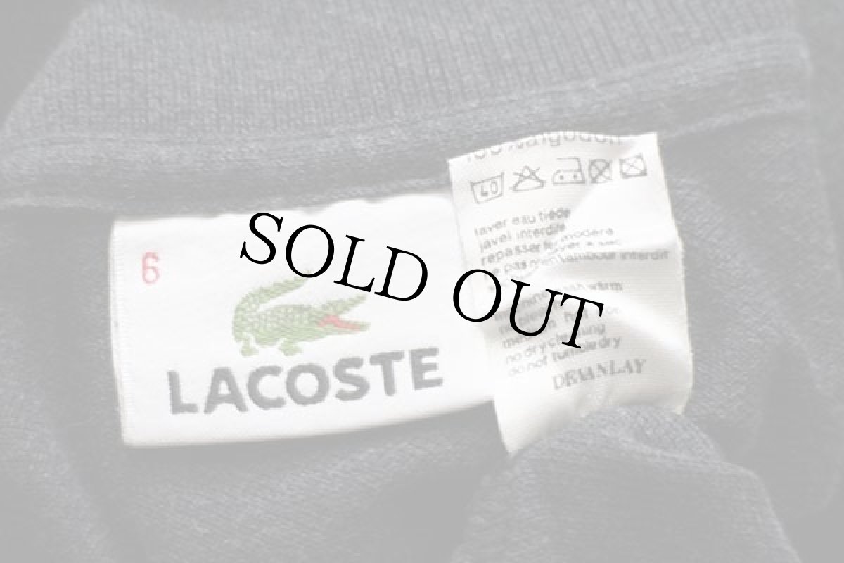 画像4: 90s LACOSTEラコステ ワンポイント コットン 鹿の子 長袖ポロシャツ チャコールグレー 6★38 (4)