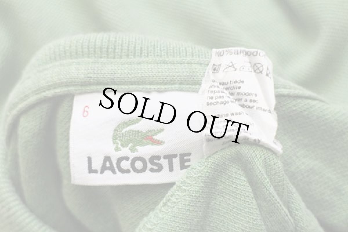 画像4: 90s LACOSTEラコステ ワンポイント コットン 鹿の子 長袖ポロシャツ 杢ライトグリーン 6★50 (4)