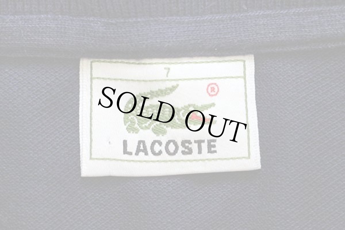 画像4: 80s LACOSTEラコステ ワンポイント コットン 鹿の子 長袖ポロシャツ カスタム 紺 7★34 (4)