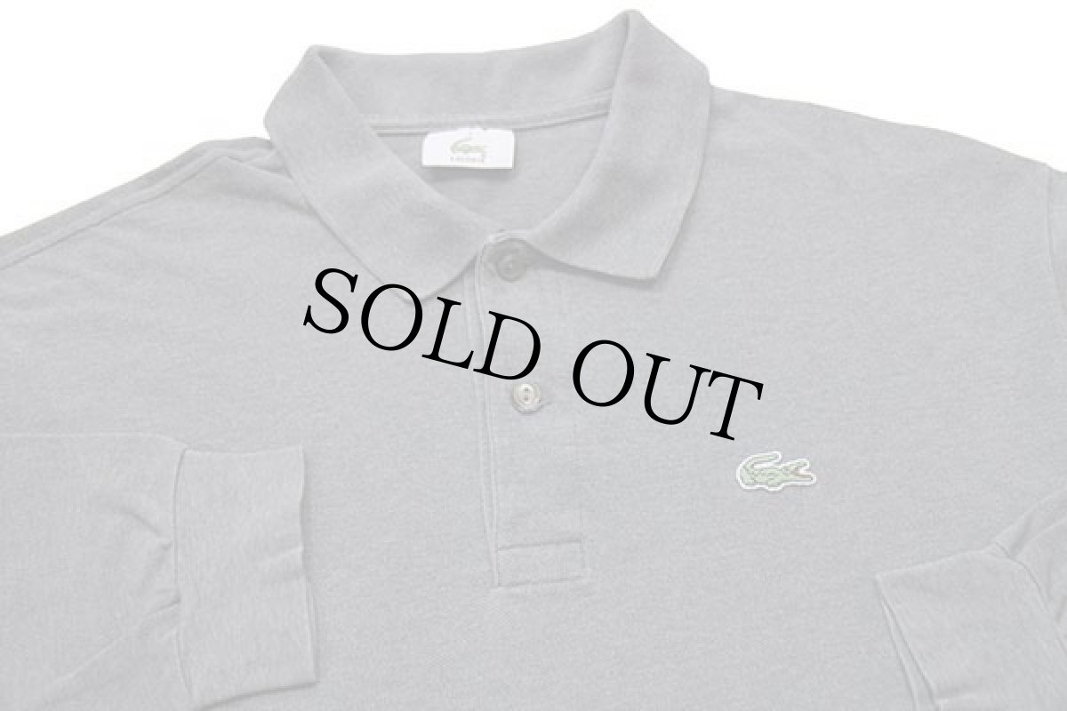 画像3: 00s LACOSTEラコステ ワンポイント コットン 鹿の子 長袖ポロシャツ グレー 7★04 (3)
