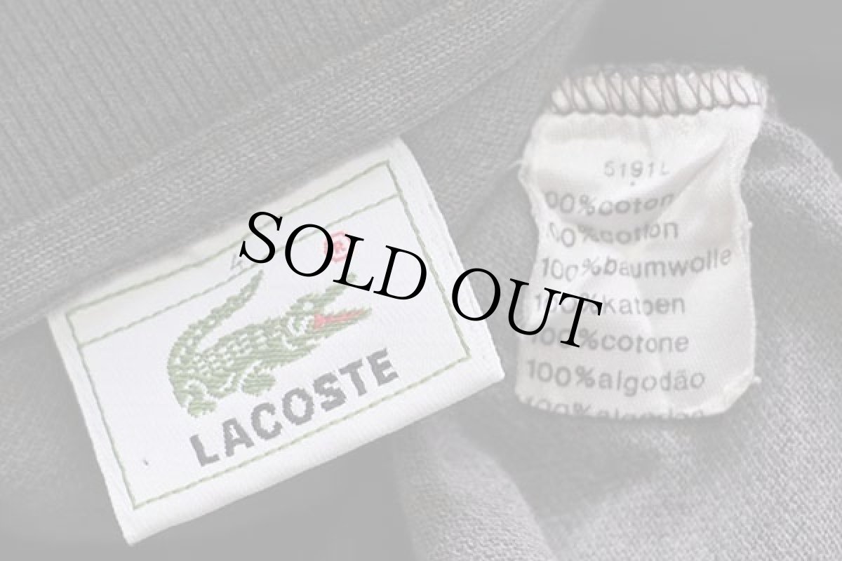 画像4: 80s LACOSTEラコステ ワンポイント コットン 鹿の子 長袖ポロシャツ グレー 4★06 (4)