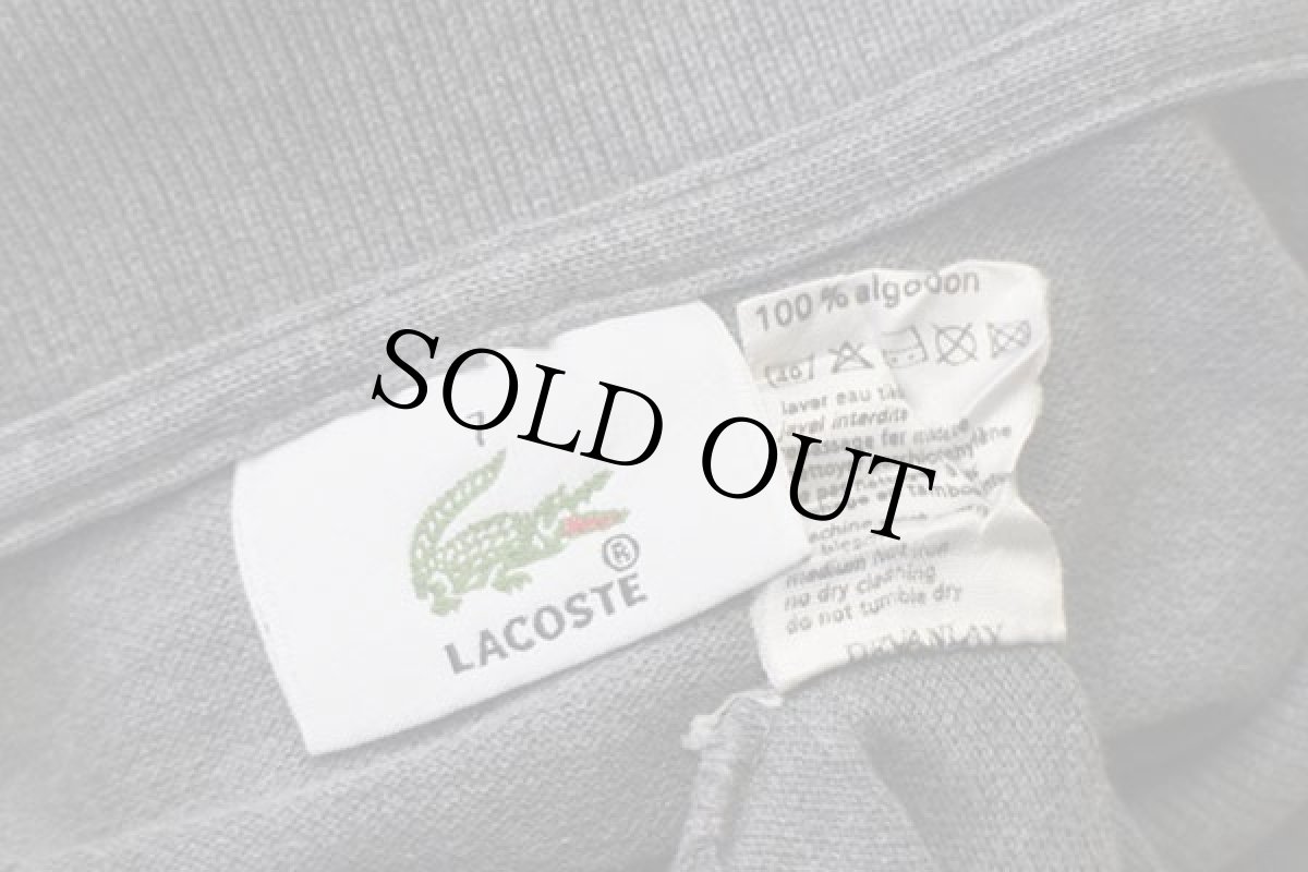 画像4: 00s LACOSTEラコステ ワンポイント コットン 鹿の子 長袖ポロシャツ グレー 7★04 (4)