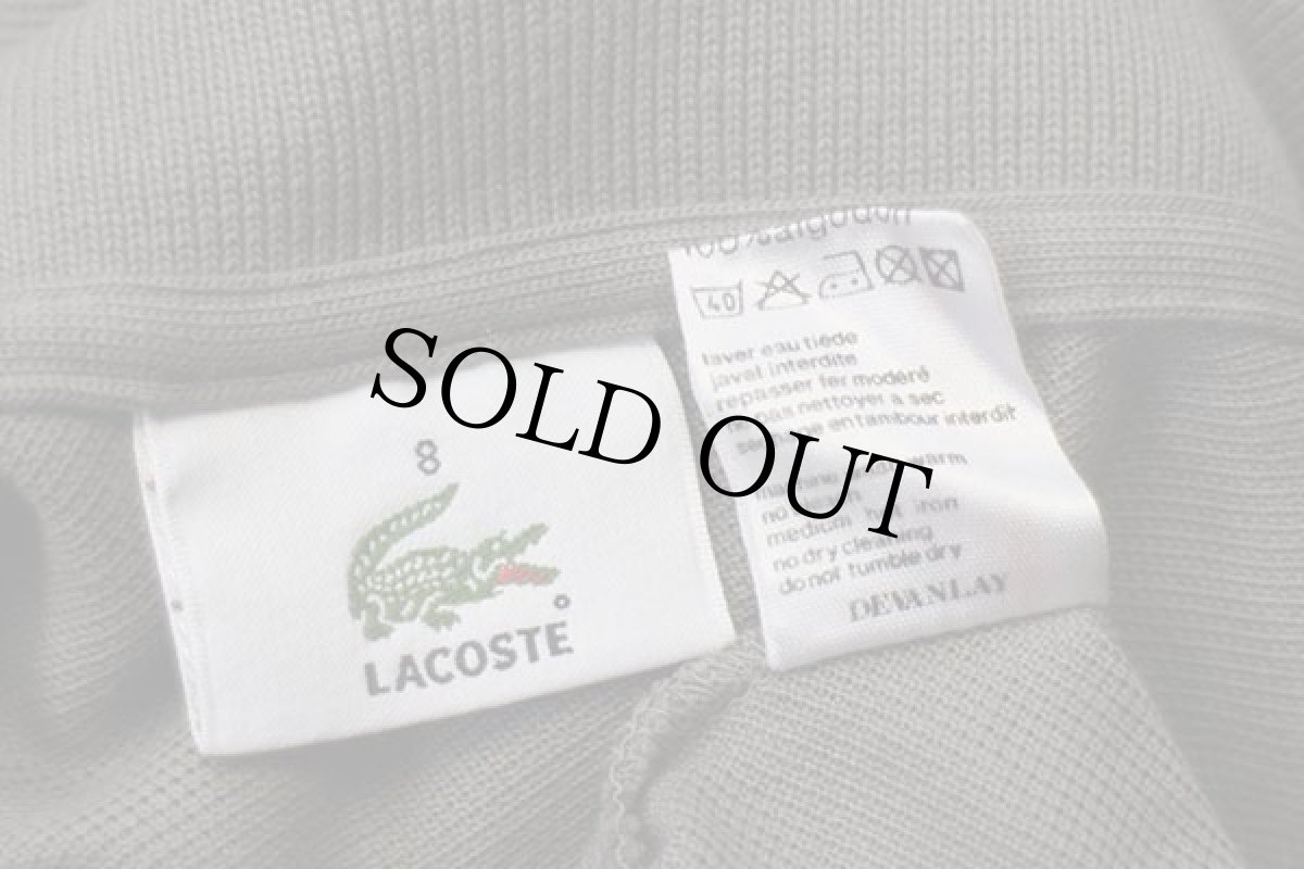 画像4: 00s LACOSTEラコステ ワンポイント コットン 鹿の子 長袖ポロシャツ グレーブラウン 8★05 (4)