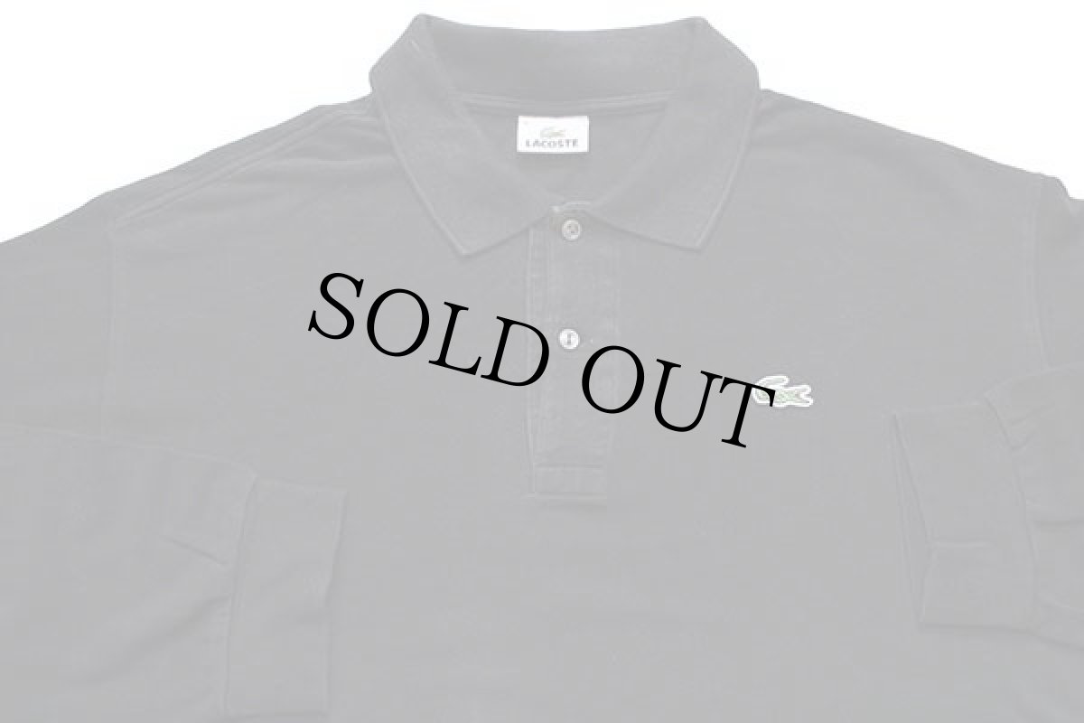 画像3: 90s LACOSTEラコステ ワンポイント コットン 鹿の子 長袖ポロシャツ 黒 8★36 特大 (3)