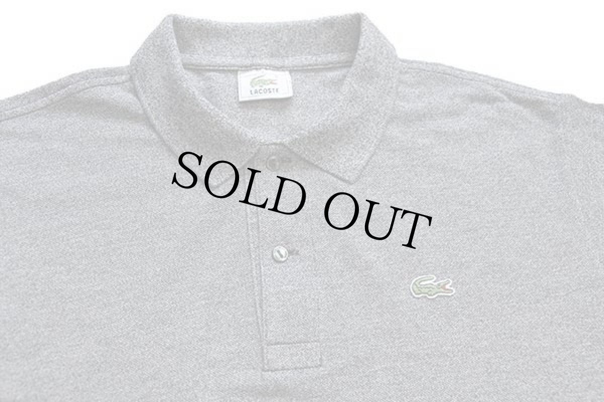 画像3: 80s LACOSTEラコステ ワンポイント コットン 鹿の子 長袖ポロシャツ ごま塩 5★31 (3)