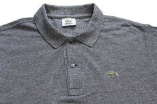 画像3: 80s LACOSTEラコステ ワンポイント コットン 鹿の子 長袖ポロシャツ ごま塩 5★31 (3)