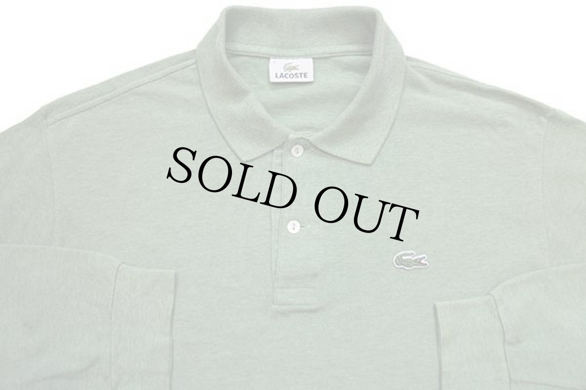 画像3: 90s LACOSTEラコステ ワンポイント コットン 鹿の子 長袖ポロシャツ 杢ライトグリーン 6★50 (3)