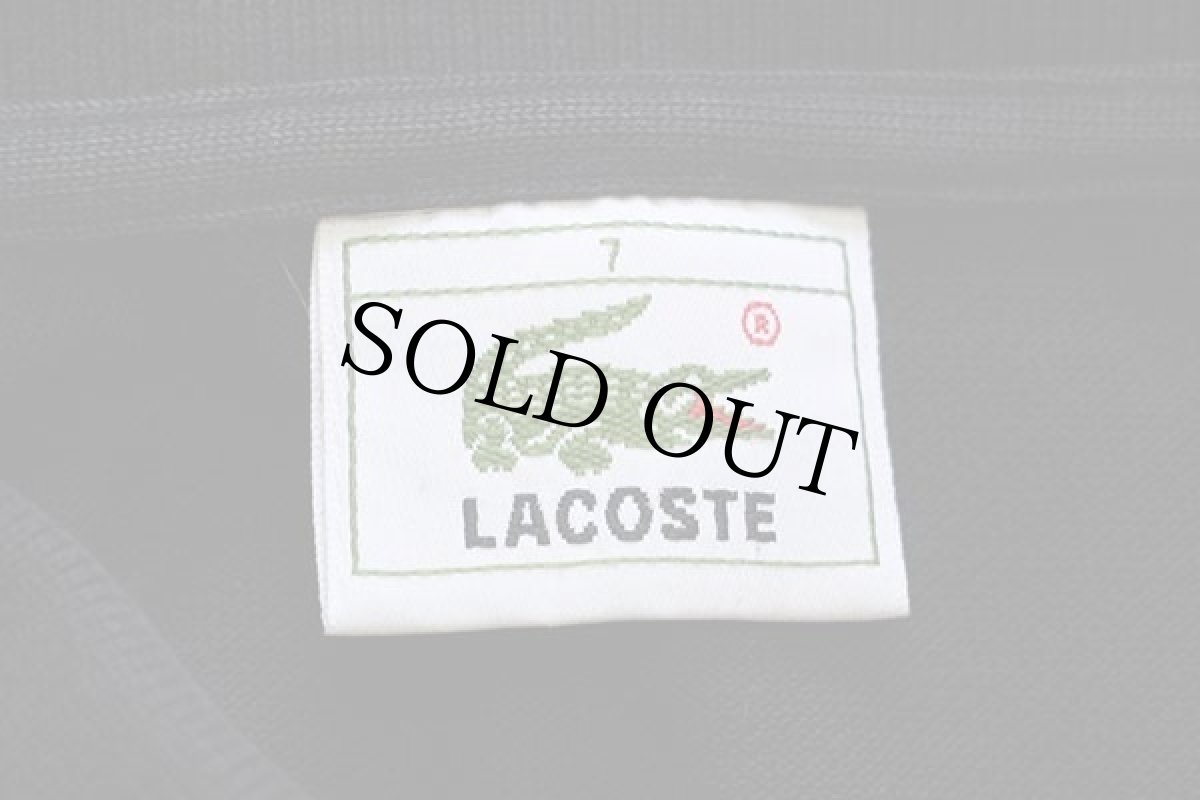 画像4: 80s LACOSTEラコステ ワンポイント コットン 鹿の子 長袖ポロシャツ 黒 7★35 (4)