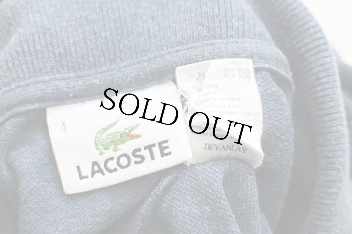 画像4: 90s LACOSTEラコステ ワンポイント コットン 鹿の子 長袖ポロシャツ 杢ブルーグレー 4★48 (4)