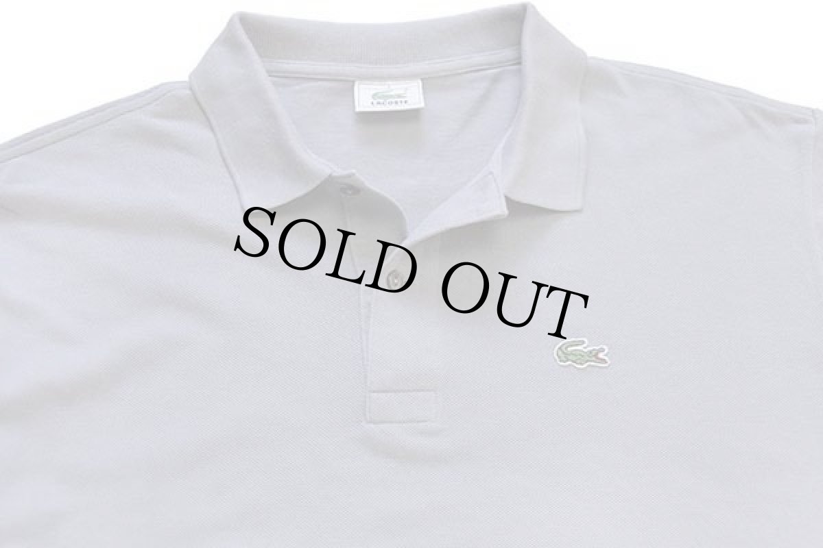 画像3: 80s LACOSTEラコステ ワンポイント コットン 鹿の子 長袖ポロシャツ グレー 7★03 (3)