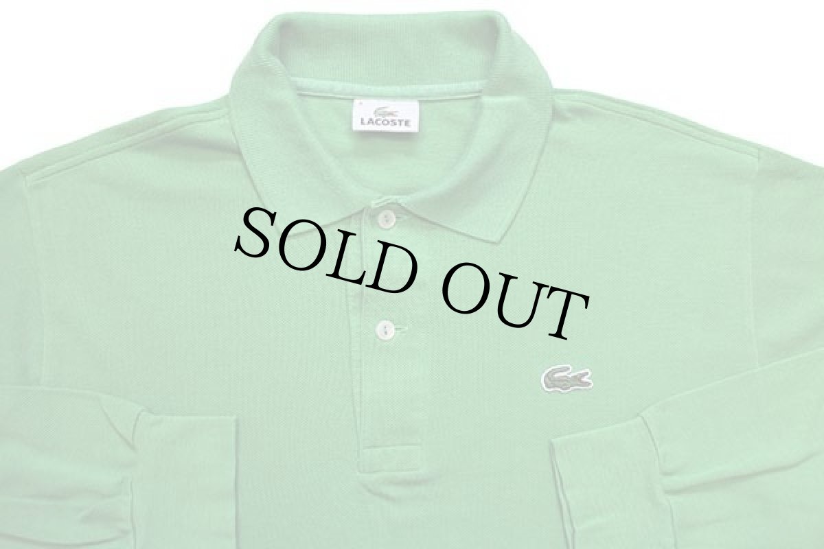 画像3: 90s LACOSTEラコステ ワンポイント コットン 鹿の子 長袖ポロシャツ 緑 4★51 (3)