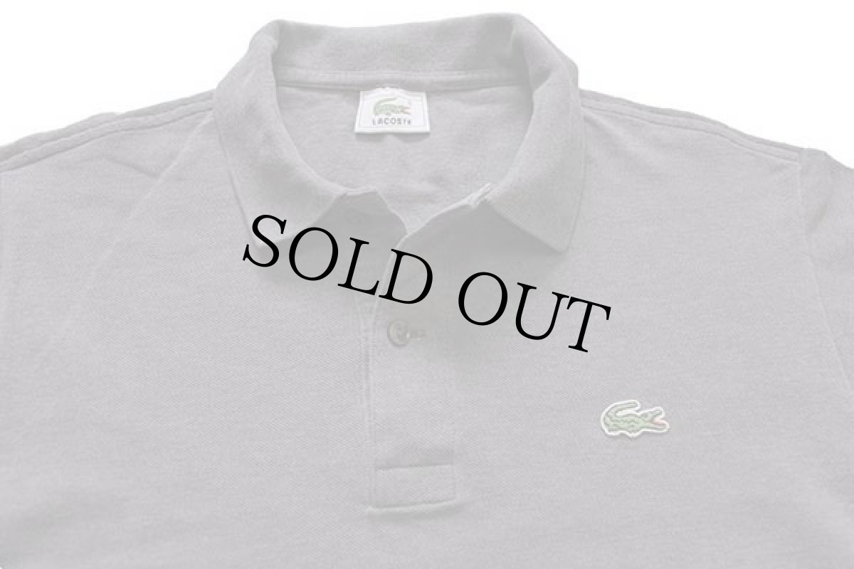 画像3: 80s LACOSTEラコステ ワンポイント コットン 鹿の子 長袖ポロシャツ グレー 4★06 (3)