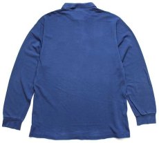 画像2: 90s LACOSTEラコステ ワンポイント コットン 鹿の子 長袖ポロシャツ 濃青 4★46 (2)