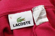 画像4: 90s LACOSTEラコステ ワンポイント コットン 鹿の子 長袖ポロシャツ 濃ピンク 5★13 (4)