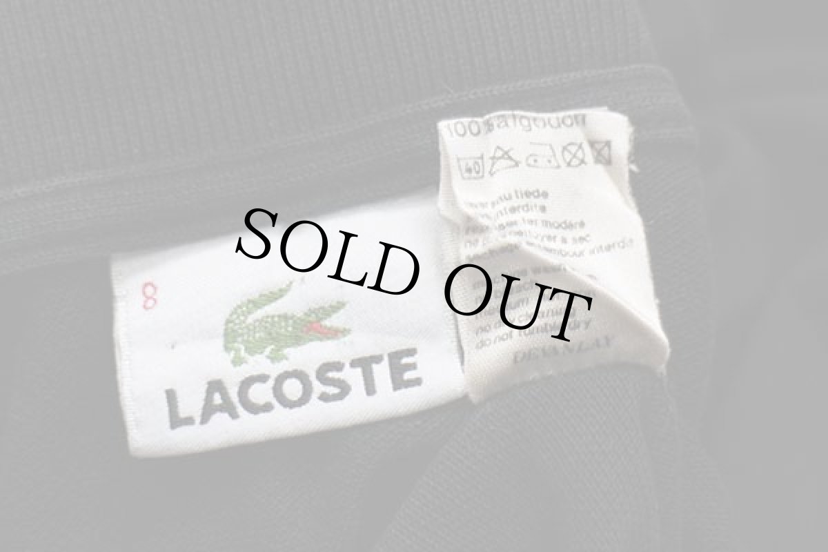 画像4: 90s LACOSTEラコステ ワンポイント コットン 鹿の子 長袖ポロシャツ 黒 8★37 特大 (4)