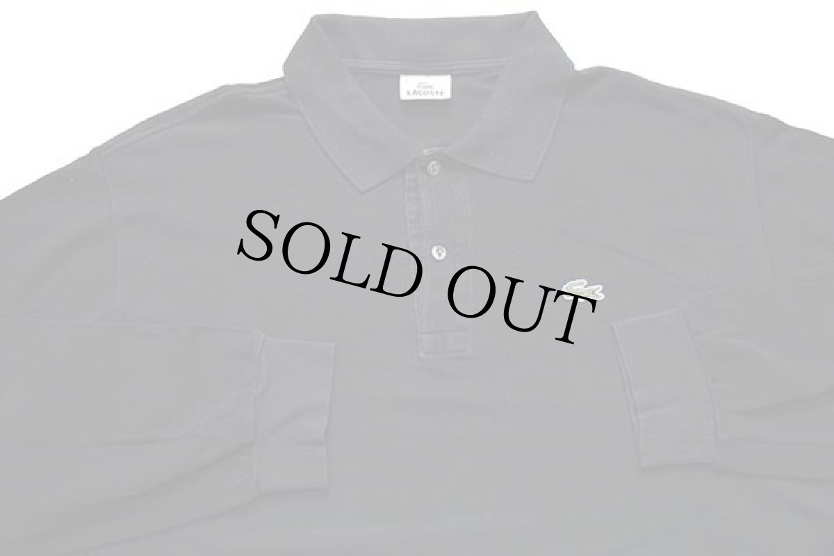 画像3: 90s LACOSTEラコステ ワンポイント コットン 鹿の子 長袖ポロシャツ 黒 8★37 特大 (3)