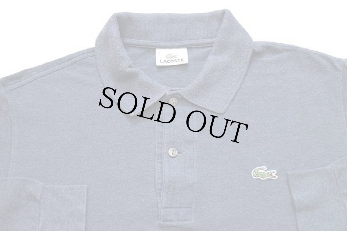 画像3: 90s LACOSTEラコステ ワンポイント コットン 鹿の子 長袖ポロシャツ 杢ブルーグレー 4★48 (3)