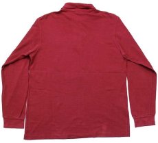 画像2: 90s LACOSTEラコステ ワンポイント コットン 鹿の子 長袖ポロシャツ バーガンディ 3★16 (2)