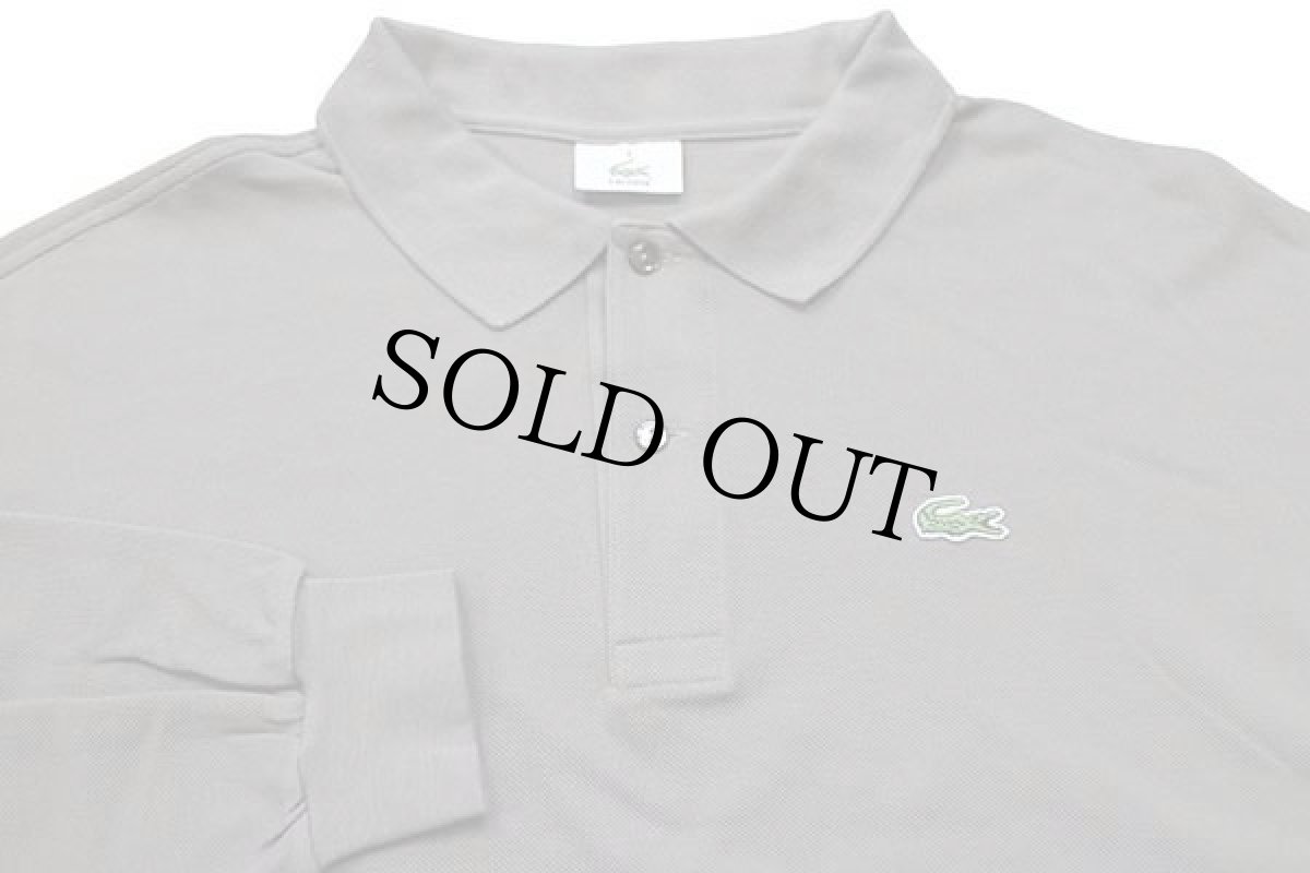画像3: 00s LACOSTEラコステ ワンポイント コットン 鹿の子 長袖ポロシャツ グレーブラウン 8★05 (3)