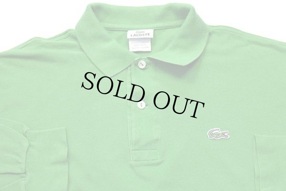 画像3: 00s LACOSTEラコステ ワンポイント コットン 鹿の子 長袖ポロシャツ 緑 5★07 (3)