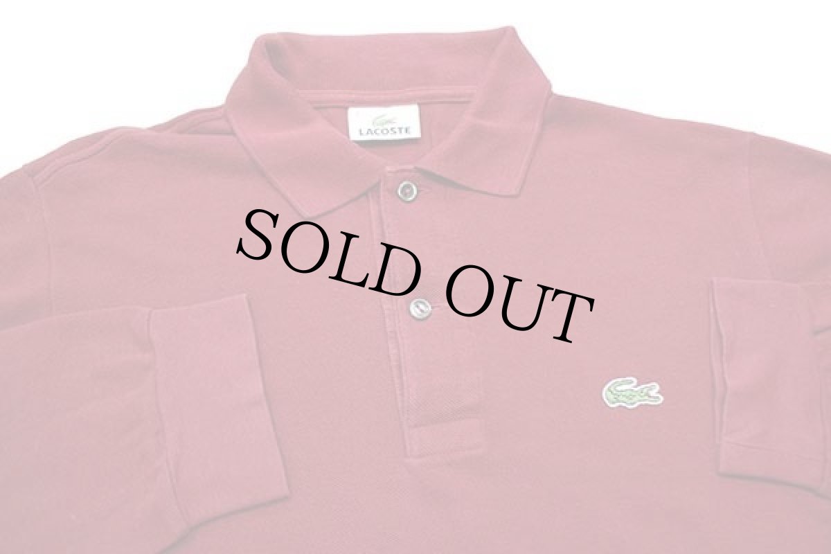 画像3: 90s LACOSTEラコステ ワンポイント コットン 鹿の子 長袖ポロシャツ バーガンディ 3★16 (3)