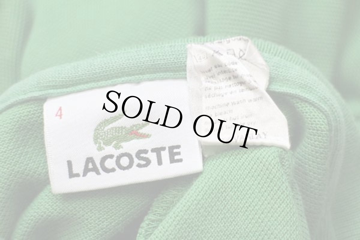 画像4: 90s LACOSTEラコステ ワンポイント コットン 鹿の子 長袖ポロシャツ 緑 4★51 (4)