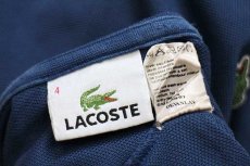 画像4: 90s LACOSTEラコステ ワンポイント コットン 鹿の子 長袖ポロシャツ 濃青 4★46 (4)