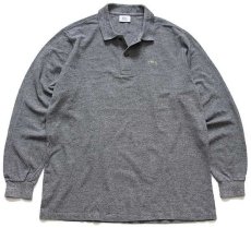 画像1: 80s LACOSTEラコステ ワンポイント コットン 鹿の子 長袖ポロシャツ ごま塩 5★31 (1)