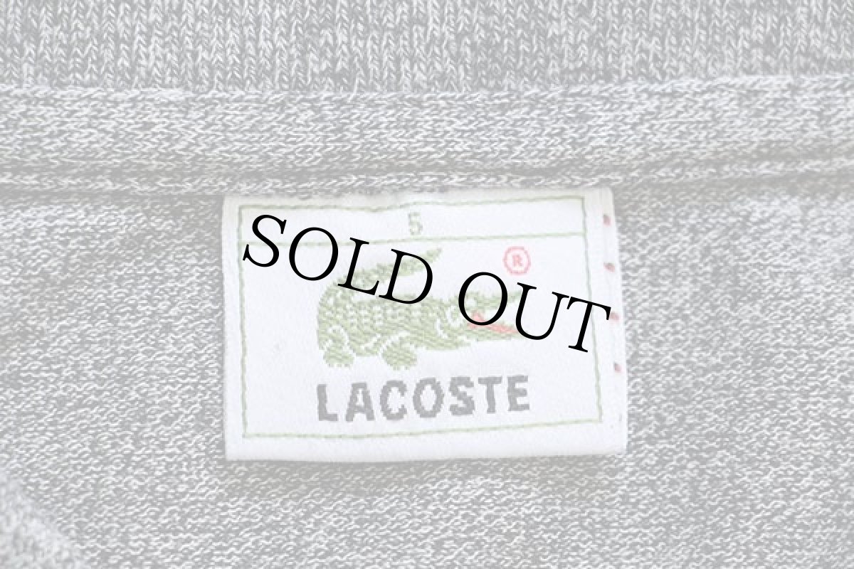 画像4: 80s LACOSTEラコステ ワンポイント コットン 鹿の子 長袖ポロシャツ ごま塩 5★31 (4)