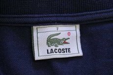 画像4: 80s LACOSTEラコステ ワンポイント コットン 鹿の子 長袖ポロシャツ 紺 7★25 (4)