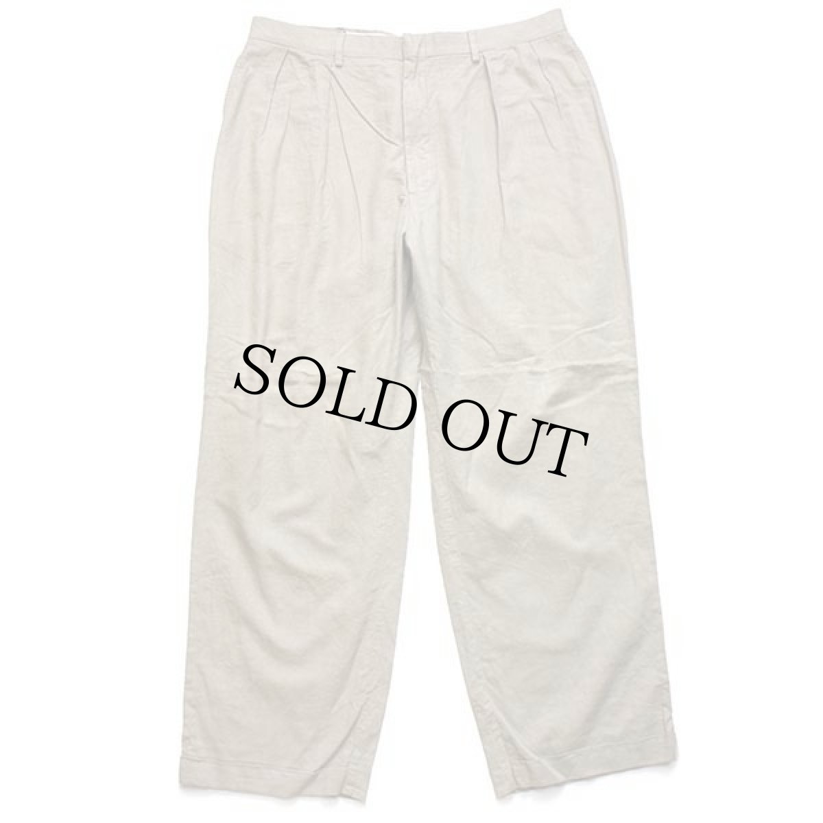 画像2: 90s ポロ ラルフローレン ツータック スラックス コットン×リネンパンツ グレーベージュ w38 L31 (2)