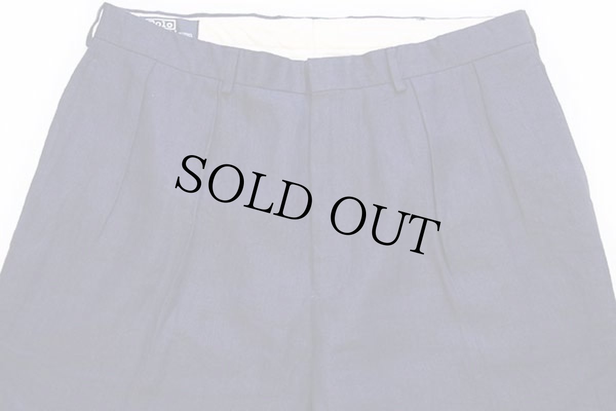 画像4: 90s ポロ ラルフローレン ツータック スラックス リネンパンツ 紺 w38 L30 (4)