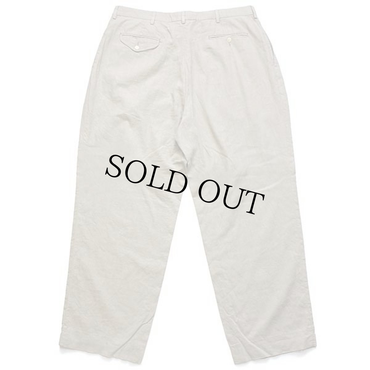 画像3: 90s ポロ ラルフローレン ツータック スラックス コットン×リネンパンツ グレーベージュ w38 L31 (3)