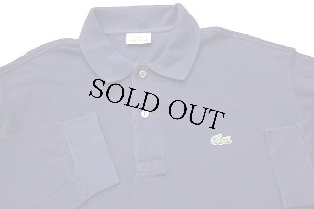 画像3: 90s LACOSTEラコステ ワンポイント コットン 鹿の子 長袖ポロシャツ 紺 6★24 (3)