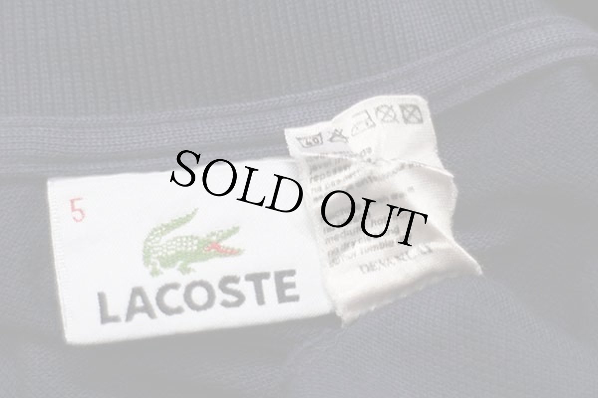 画像4: 90s LACOSTEラコステ ワンポイント コットン 鹿の子 長袖ポロシャツ 紺 5★44 (4)