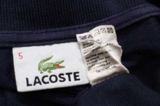 画像4: 90s LACOSTEラコステ ワンポイント コットン 鹿の子 長袖ポロシャツ 紺 5★44 (4)