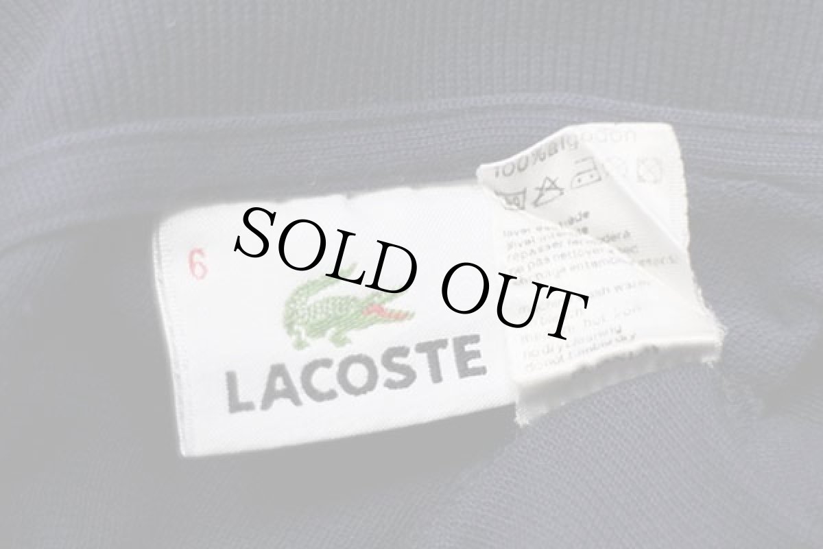 画像4: 90s LACOSTEラコステ ワンポイント コットン 鹿の子 長袖ポロシャツ 紺 6★24 (4)