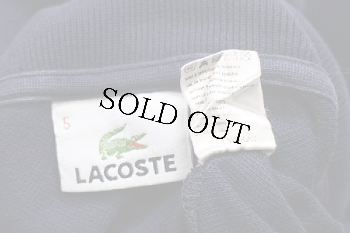 画像4: 90s LACOSTEラコステ ワンポイント コットン 鹿の子 長袖ポロシャツ 紺 5★43 (4)