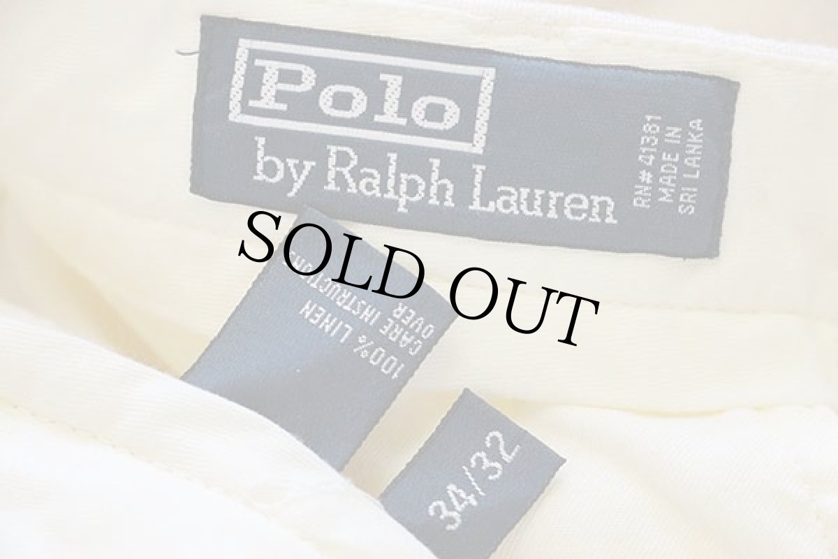 画像6: 00s ポロ ラルフローレン ツータック スラックス リネンパンツ アイボリー w34 L32 (6)